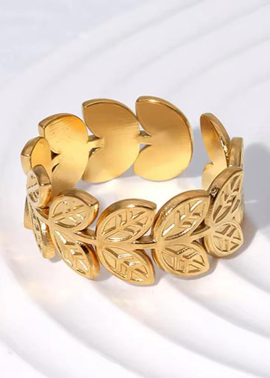 Layered Leaf Gold Ring