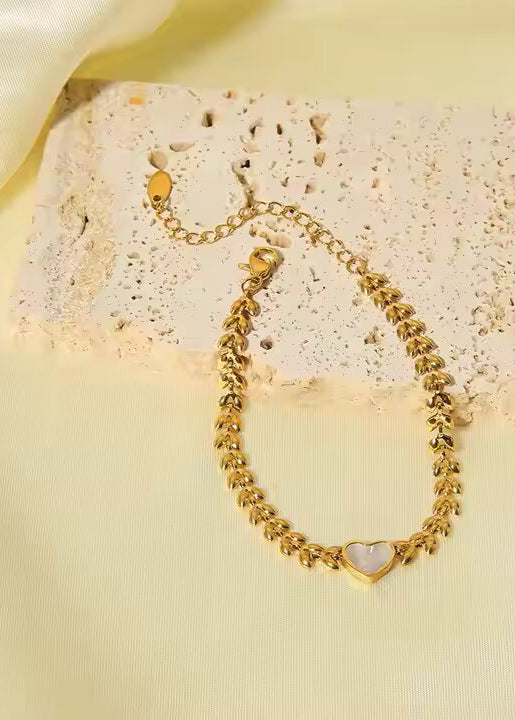 White Heart Link Bracelet