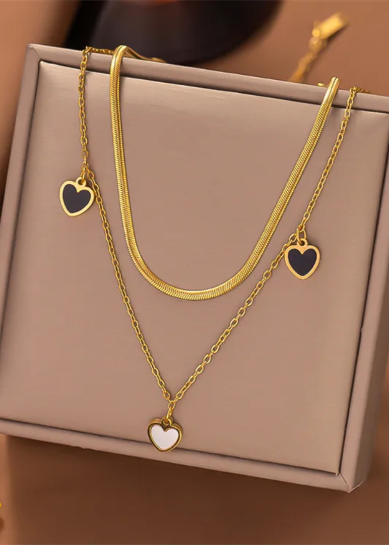 Midnight Heart Necklace Bracelet Duo