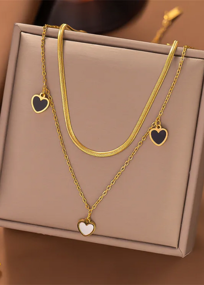 Midnight Heart Necklace Bracelet Duo