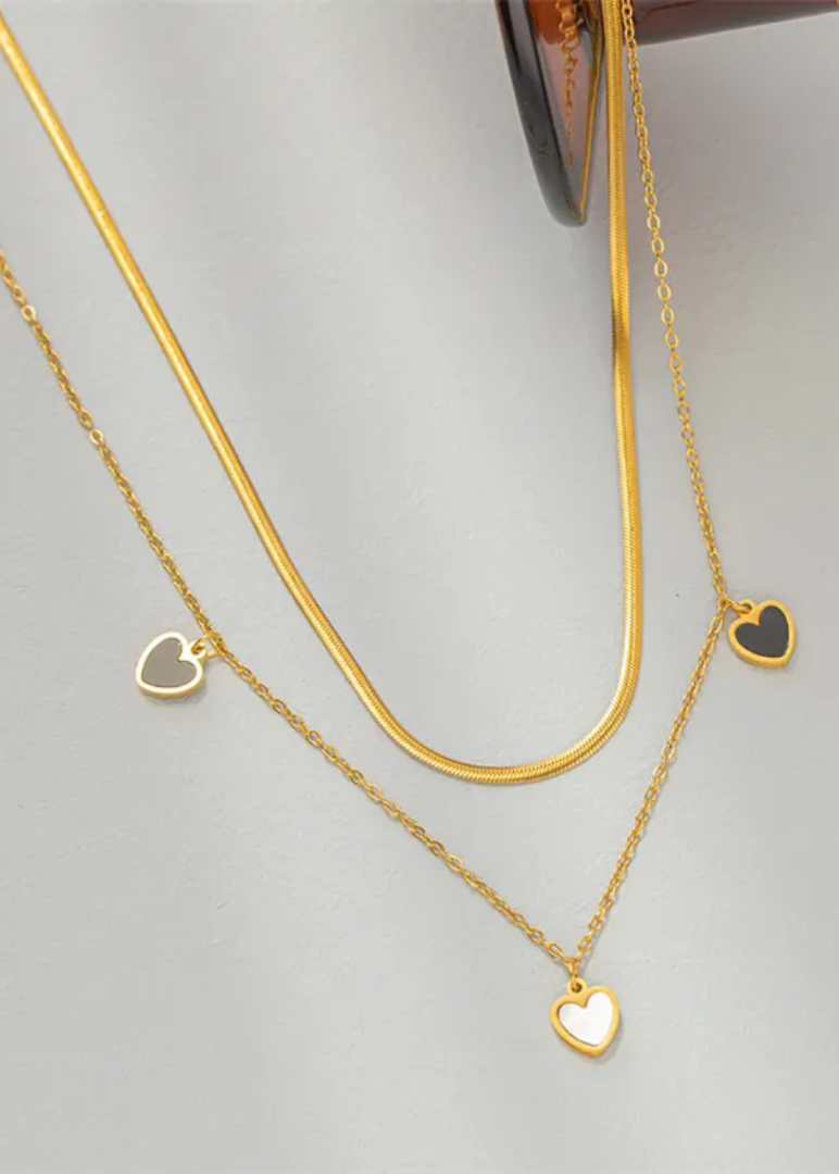 Midnight Heart Necklace Bracelet Duo