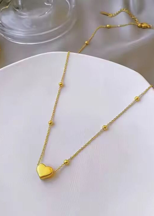 Golden Heart Bead Necklace