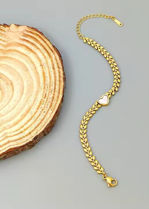 White Heart Link Bracelet