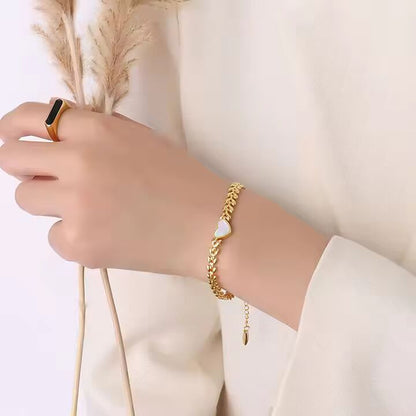 White Heart Link Bracelet