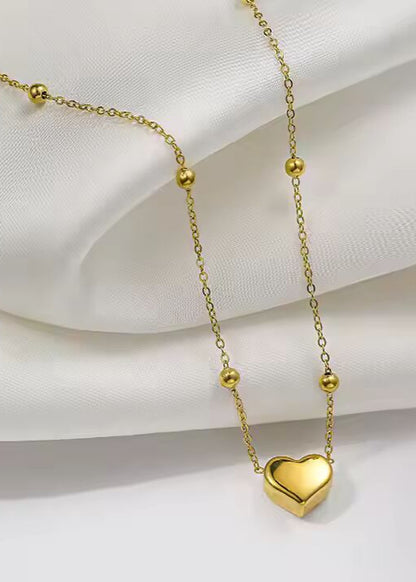 Golden Heart Bead Necklace