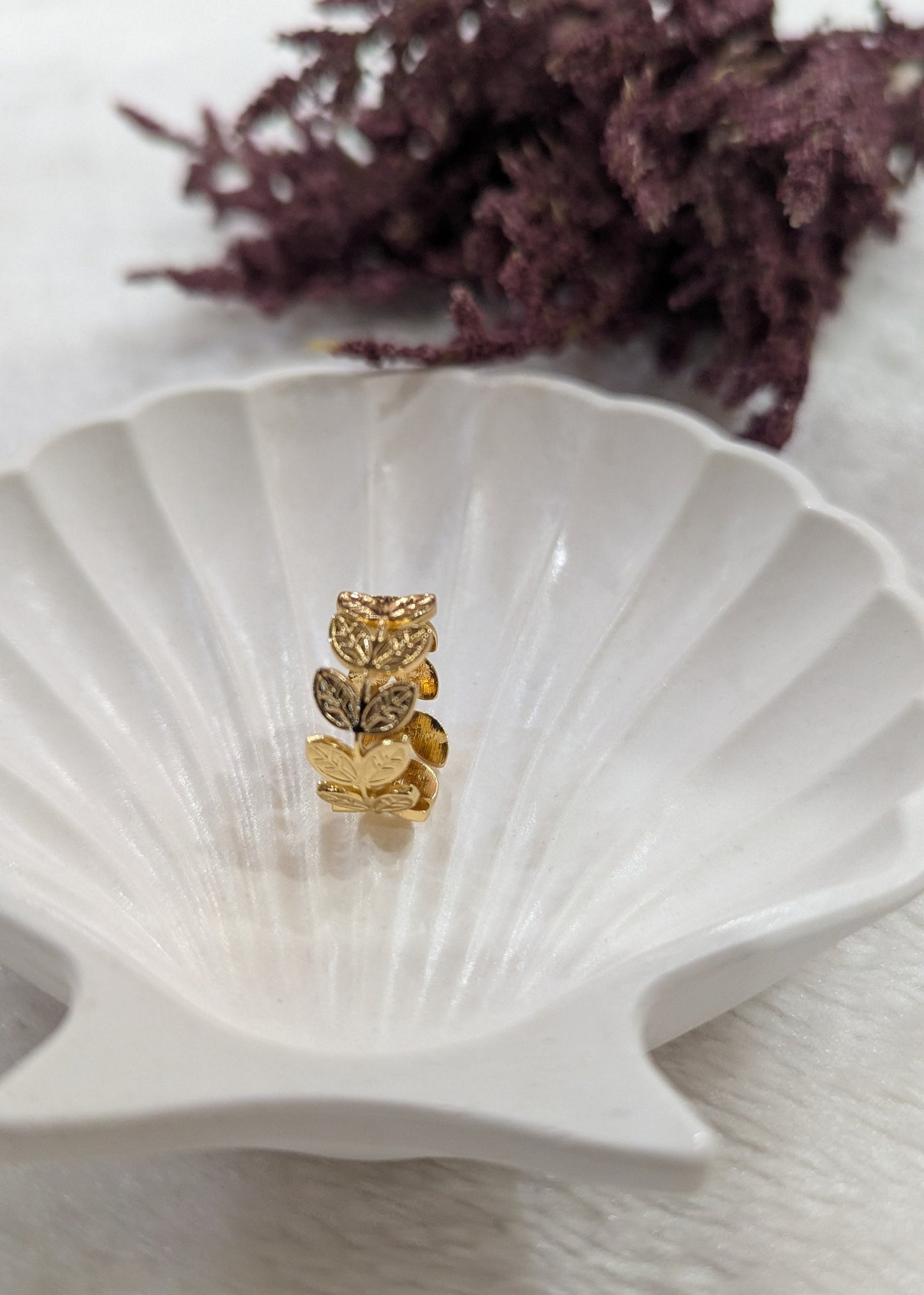 Layered Leaf Gold Ring