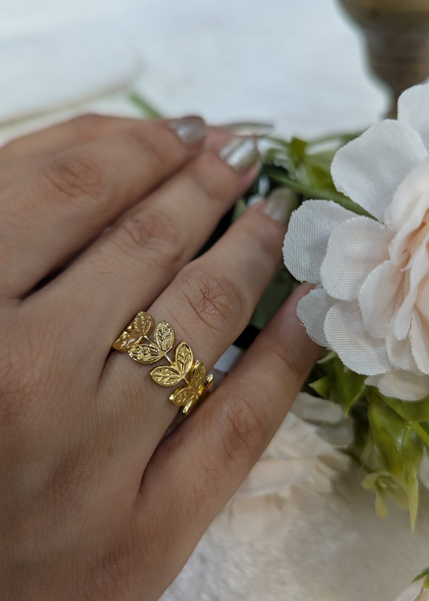Layered Leaf Gold Ring