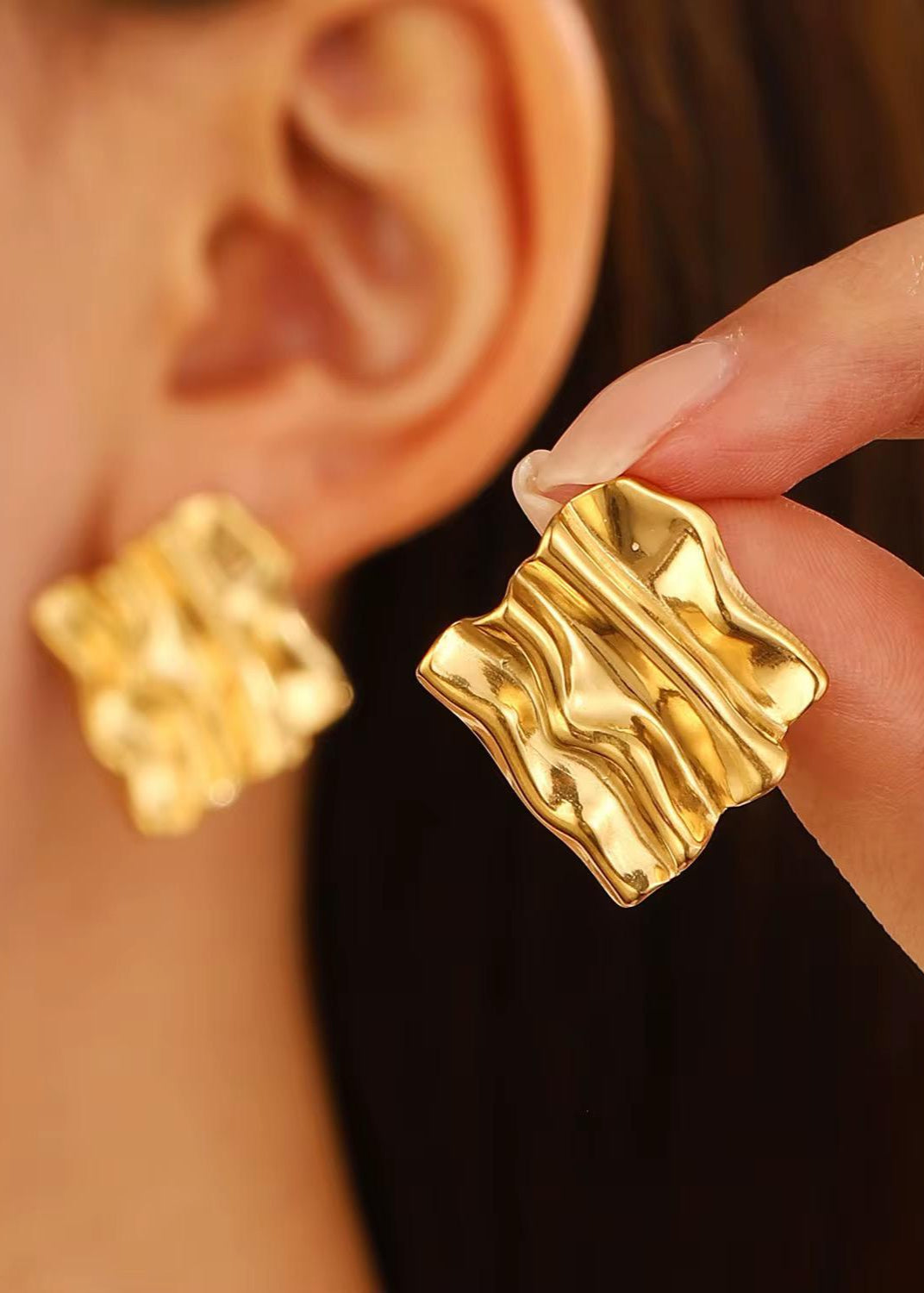 Golden Ripple Studs