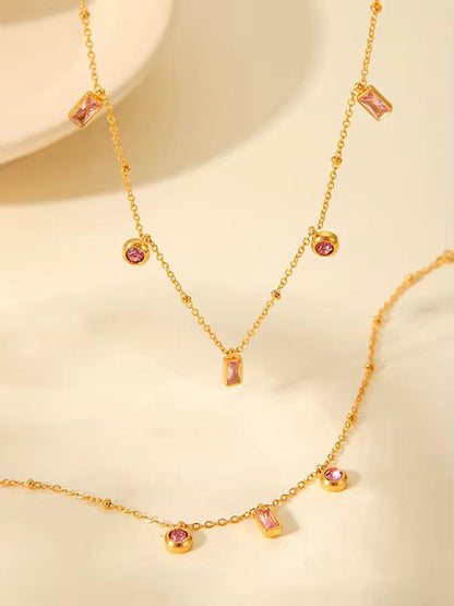 Blush Gem Necklace Bracelet set