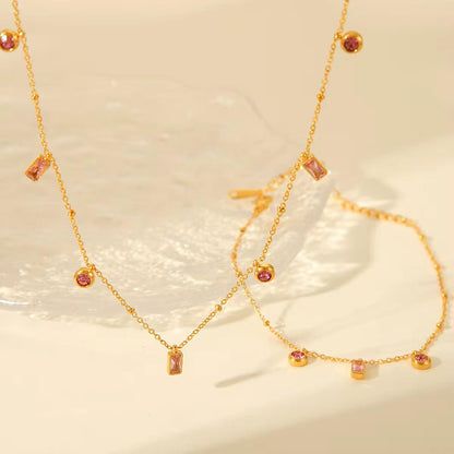 Blush Gem Necklace Bracelet set