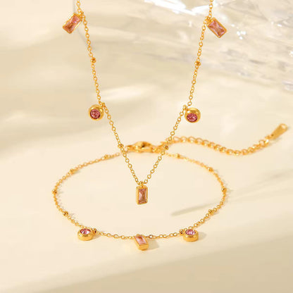 Blush Gem Necklace Bracelet set